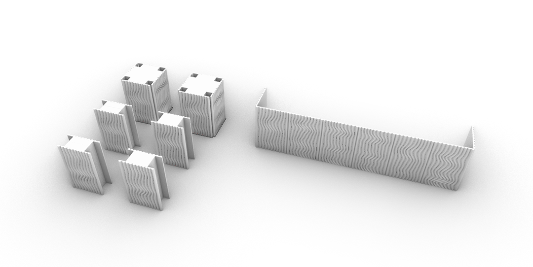 Screenshot del processo di modellazione in Grasshopper per la stampa 3D di un bancone bar sostenibile in PLA riciclato, sviluppato da SuperForma sistemi.
